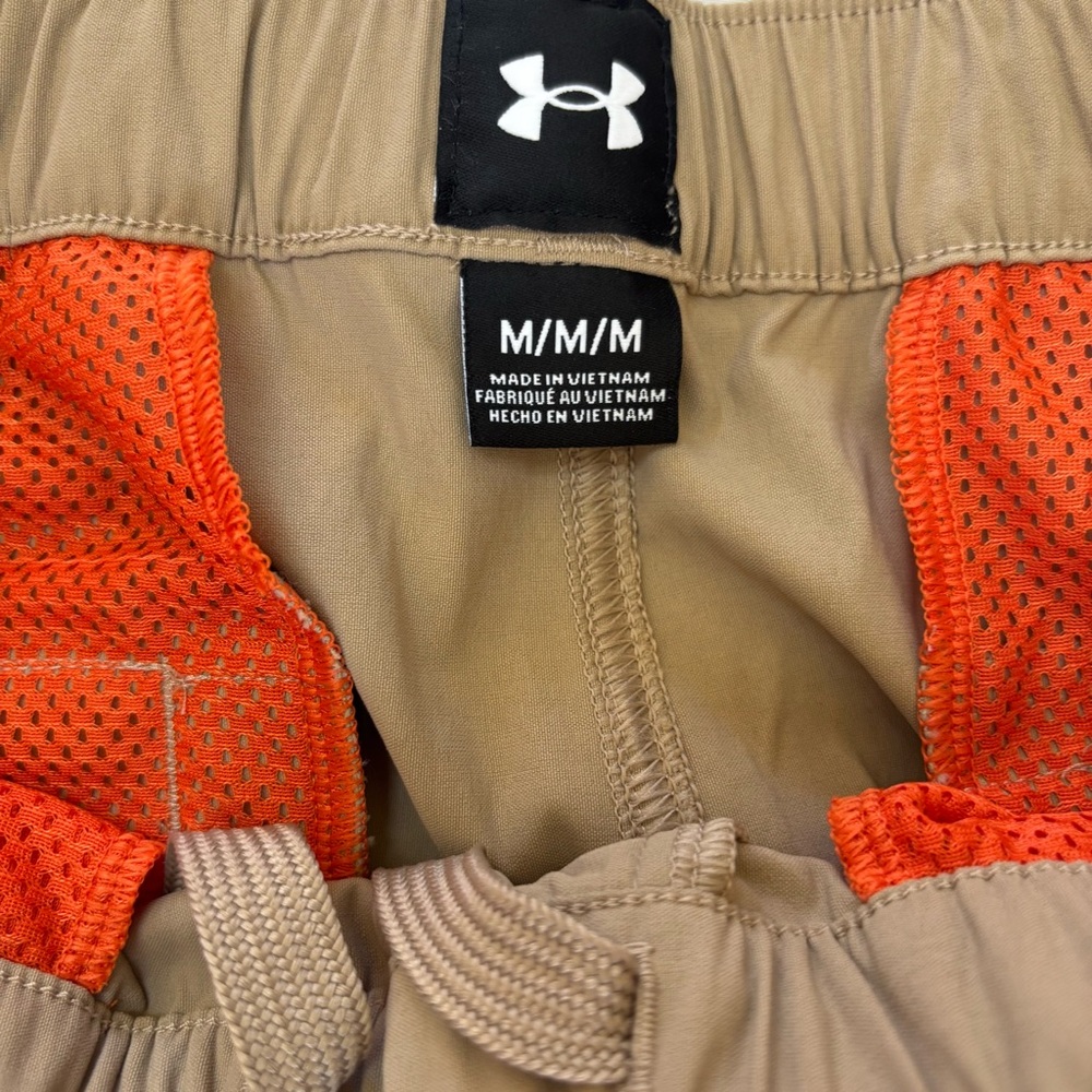 Under Armour Khaki Cargo Pants with Orange Side Stripe and Snap Leg Men’s M - Picture 4 of 9